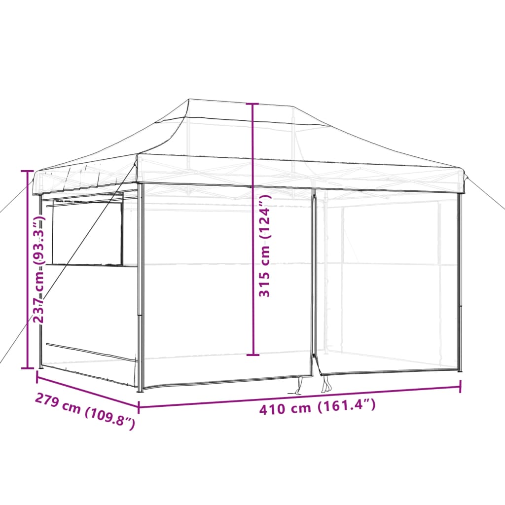 Partytent inklapbaar pop-up met 4 zijwanden groen