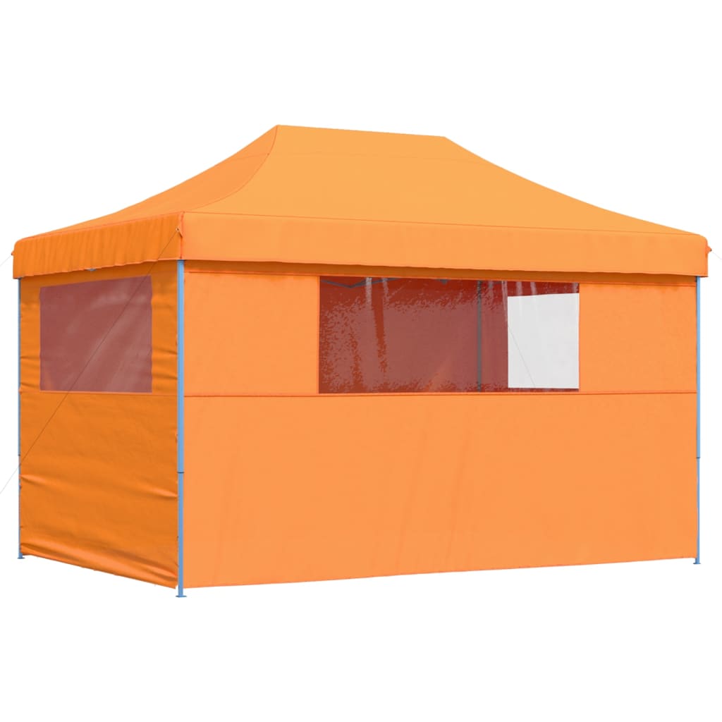 Partytent inklapbaar pop-up met 4 zijwanden oranje