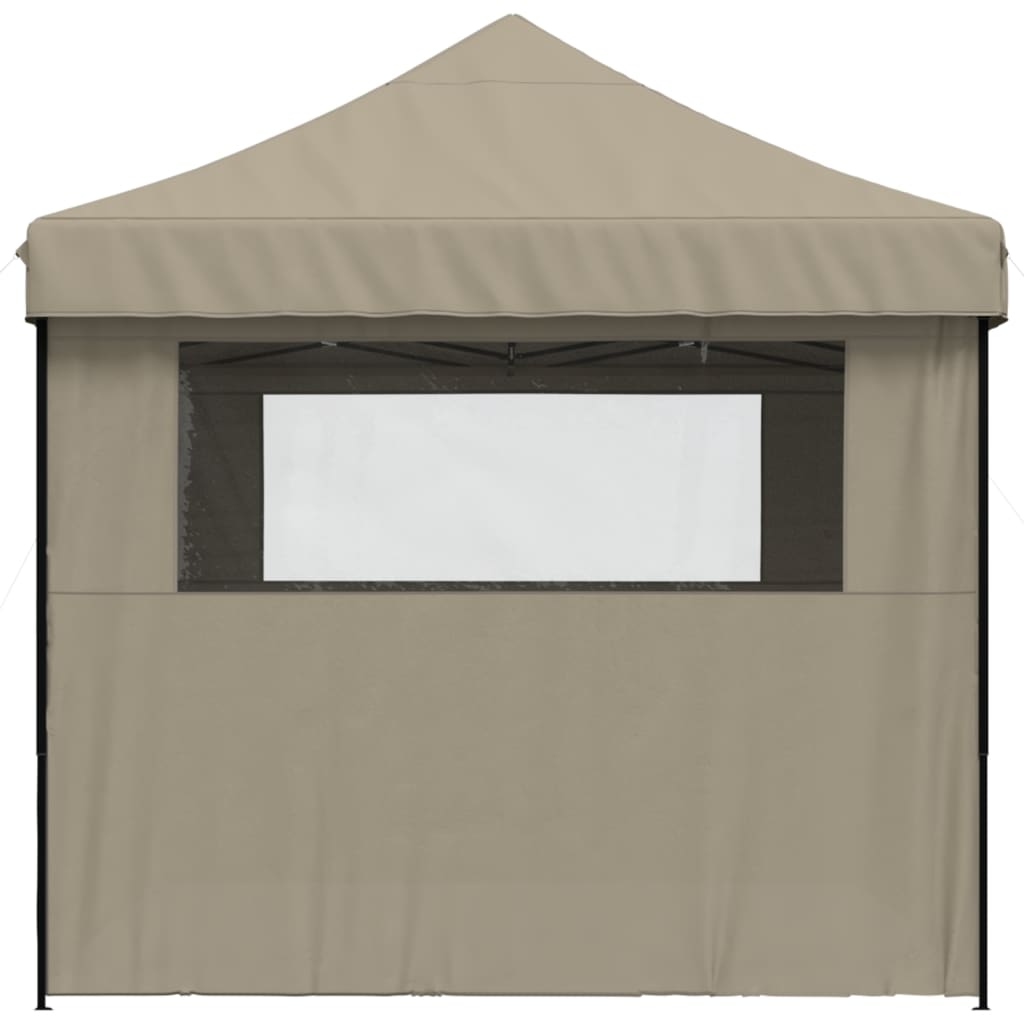 Partytent inklapbaar pop-up met 4 zijwanden taupe