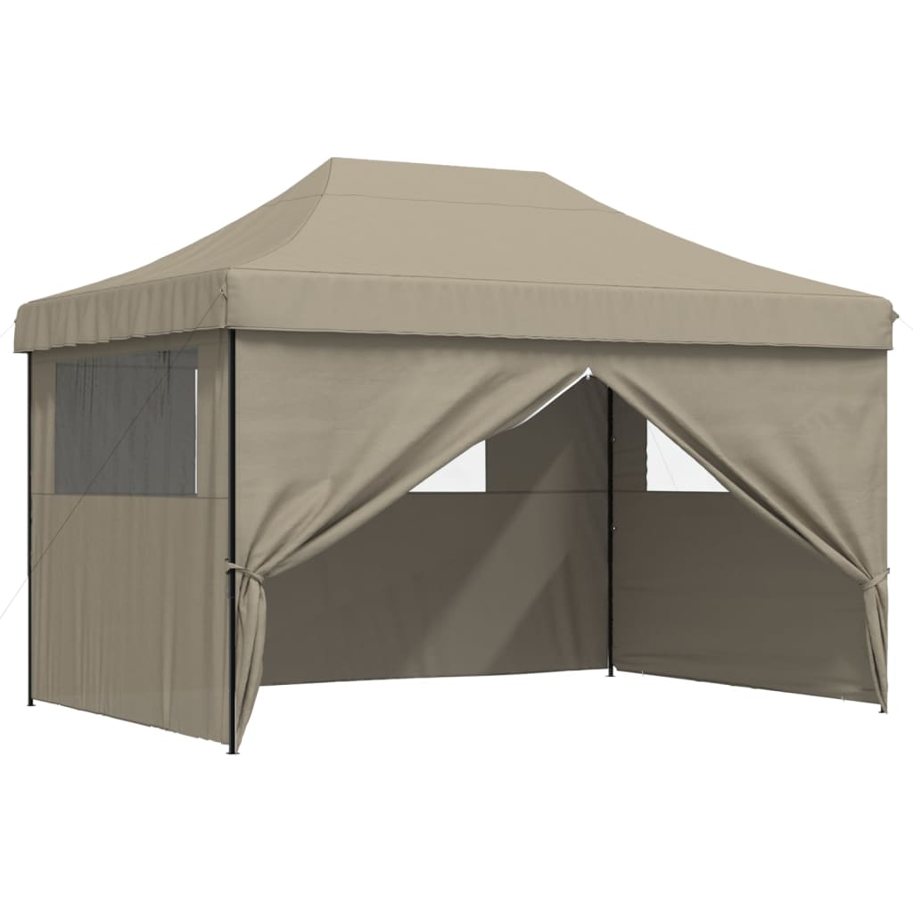 Partytent inklapbaar pop-up met 4 zijwanden taupe