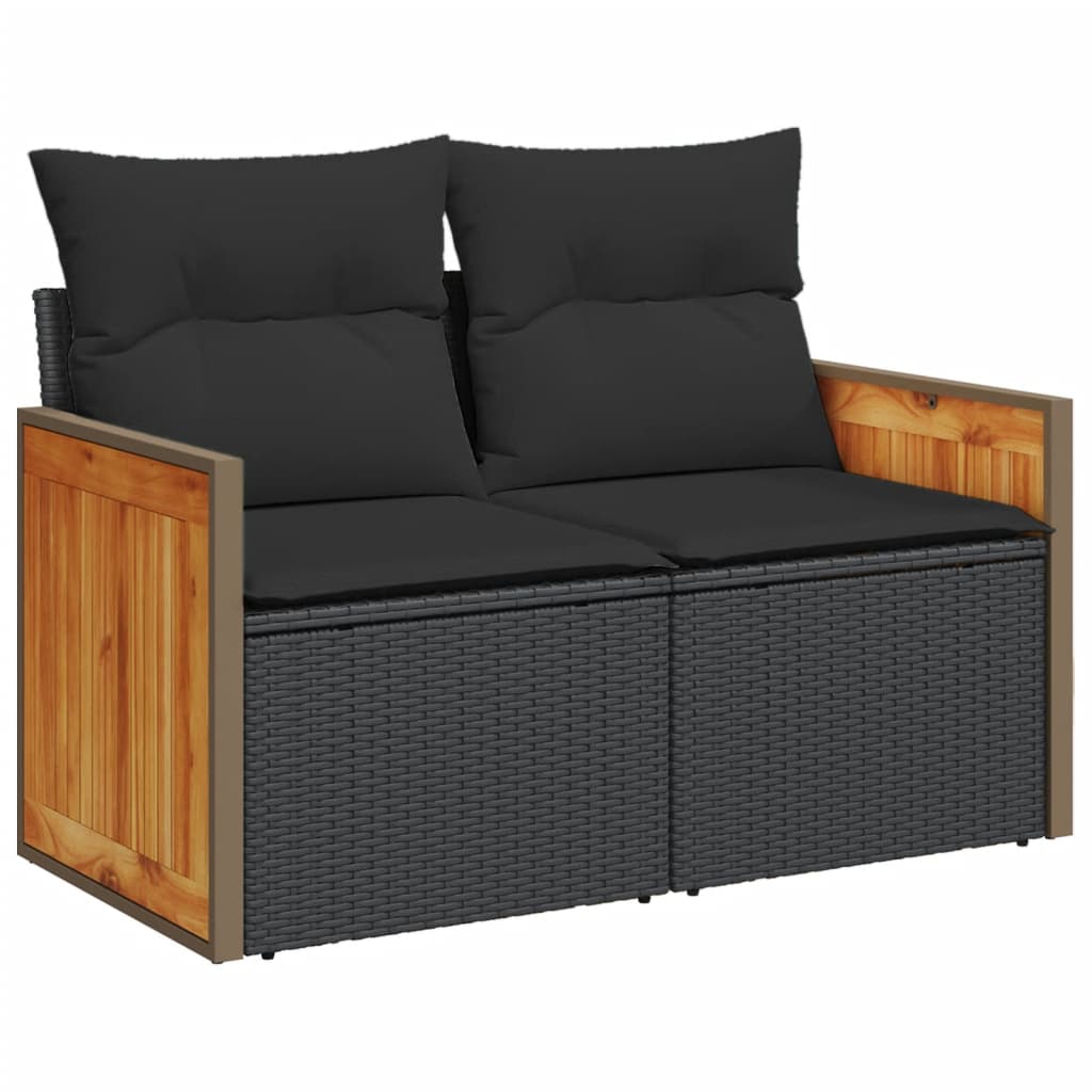 7-Delige Loungeset Met Kussens Poly Rattan Zwart