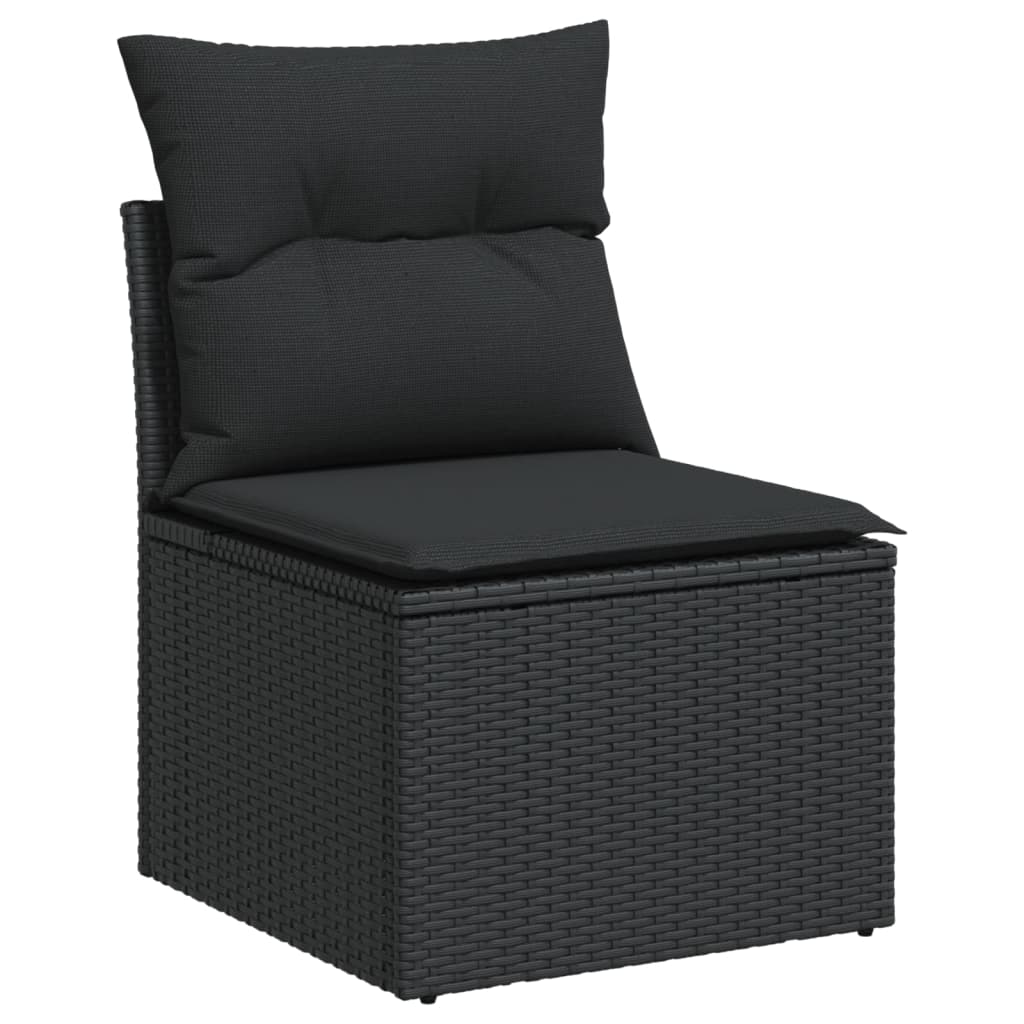 8-Delige Loungeset Met Kussens Poly Rattan Zwart Naturel