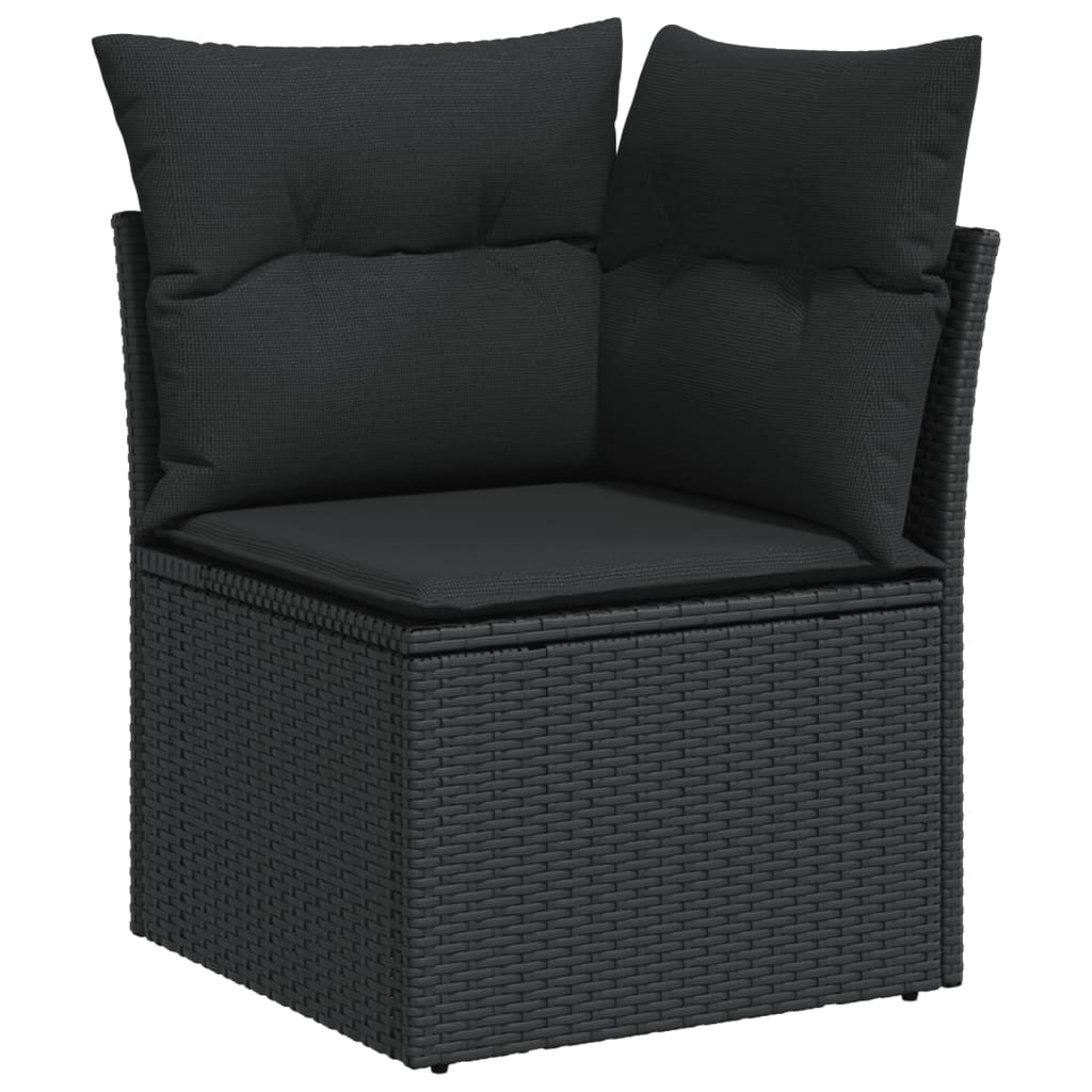 8-Delige Loungeset Met Kussens Poly Rattan Zwart Naturel