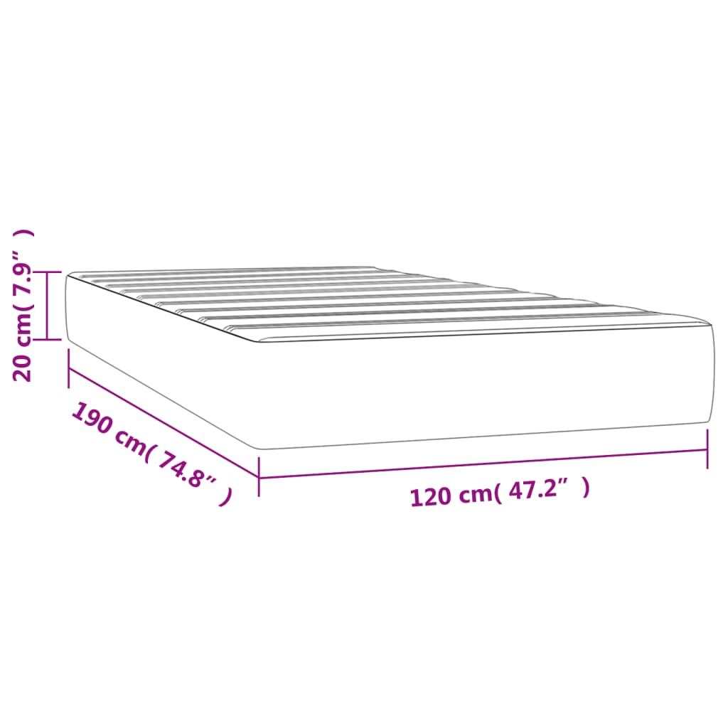 Pocketveringmatras 20X90X20 Cm Kunstleer Zwart 120 x 190 cm