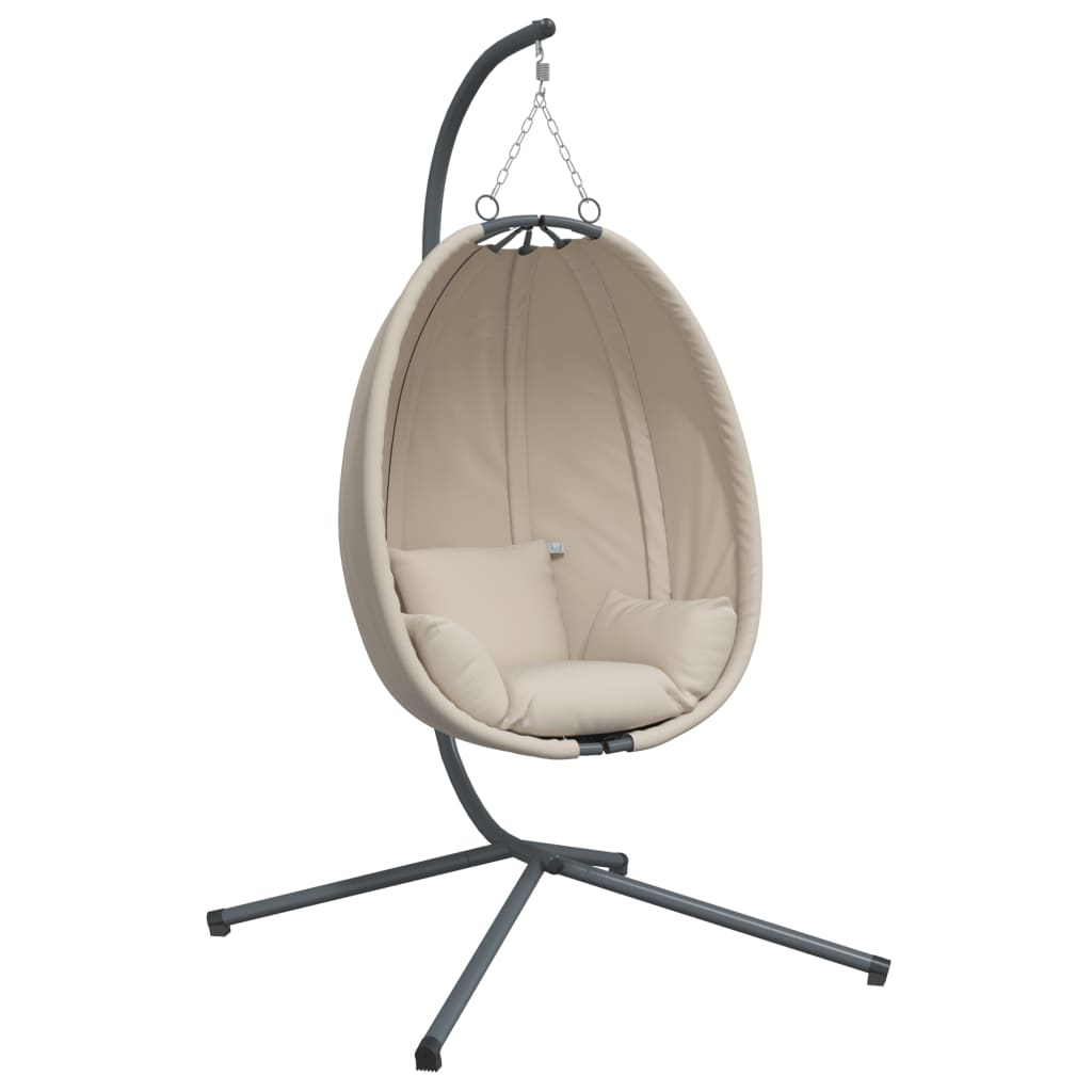 Hangstoel met standaard stof en staal beige