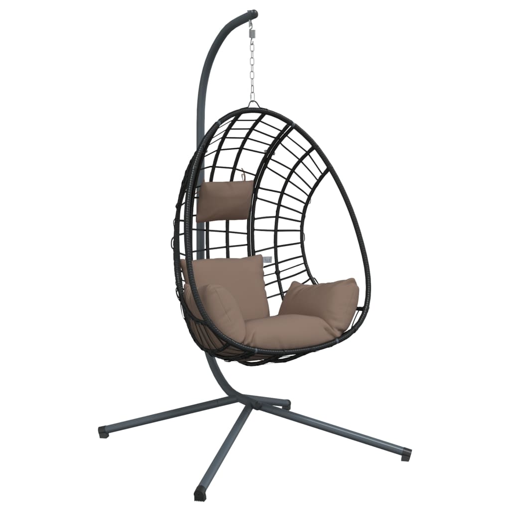 Hangstoel met standaard rattan en staal taupe