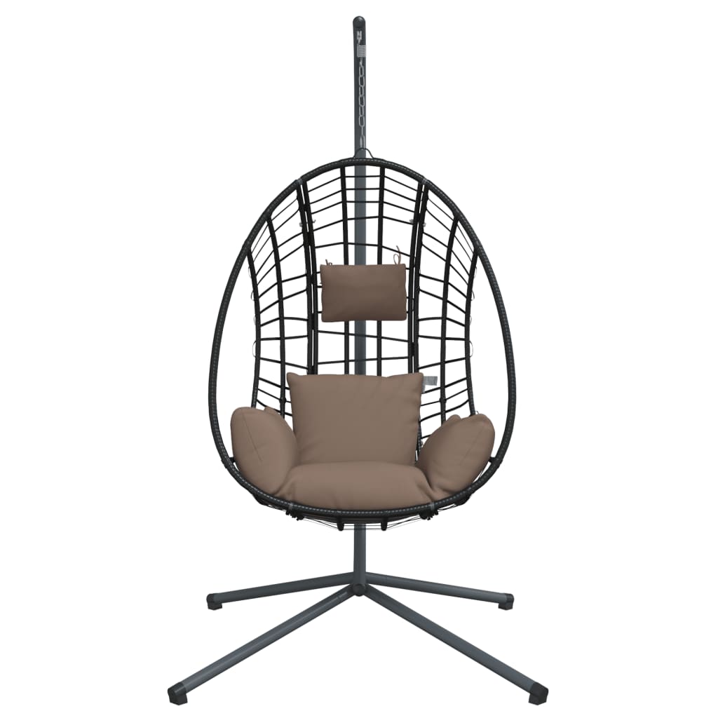 Hangstoel met standaard rattan en staal taupe