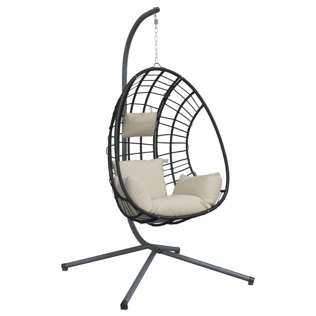 Hangstoel met standaard rattan en staal beige