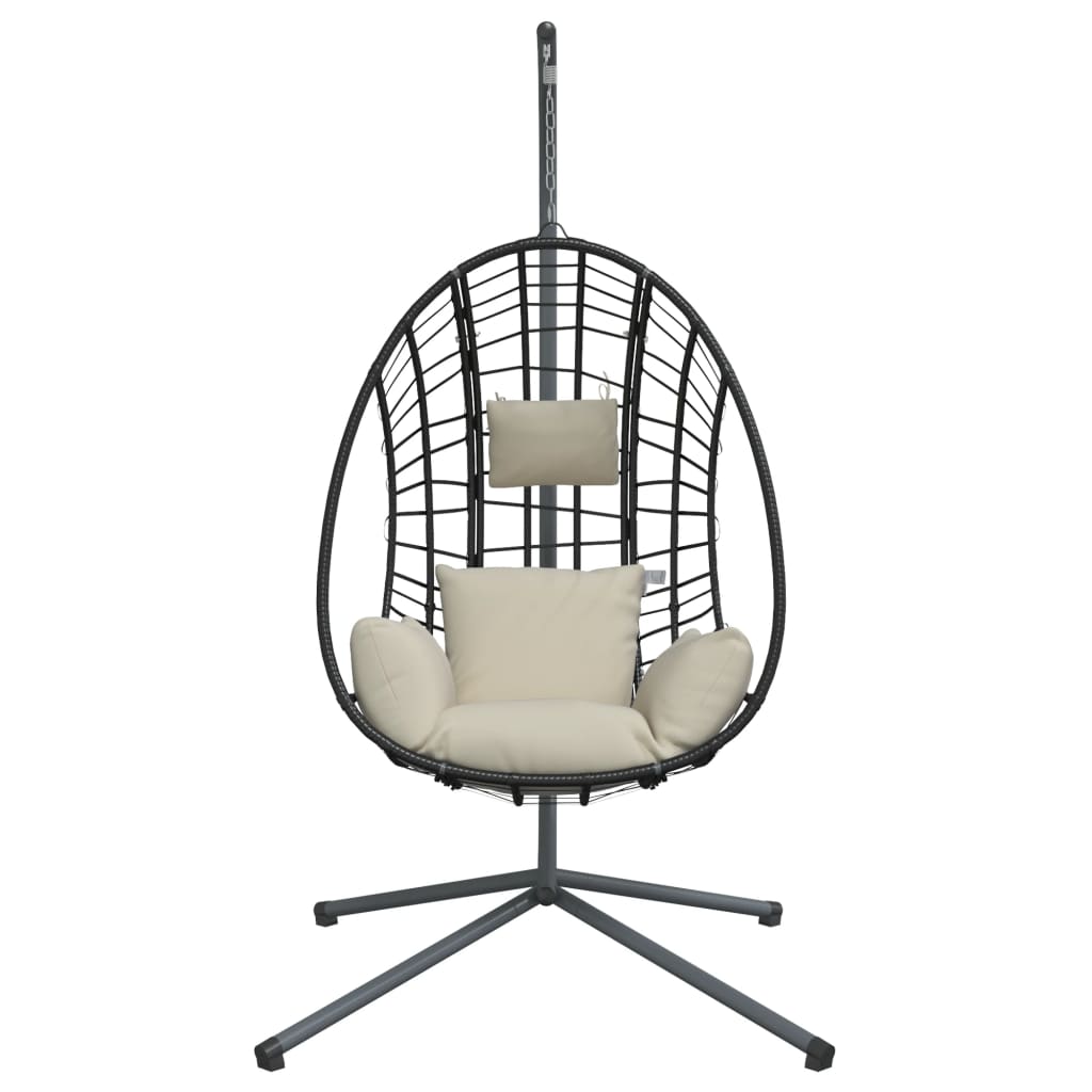 Hangstoel met standaard rattan en staal beige