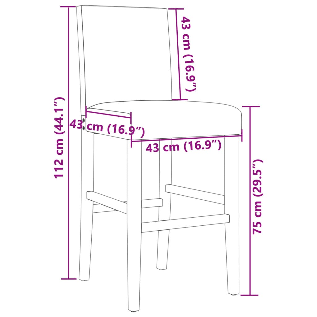 Barstoelen 2 st massief rubberhout en kunstleer