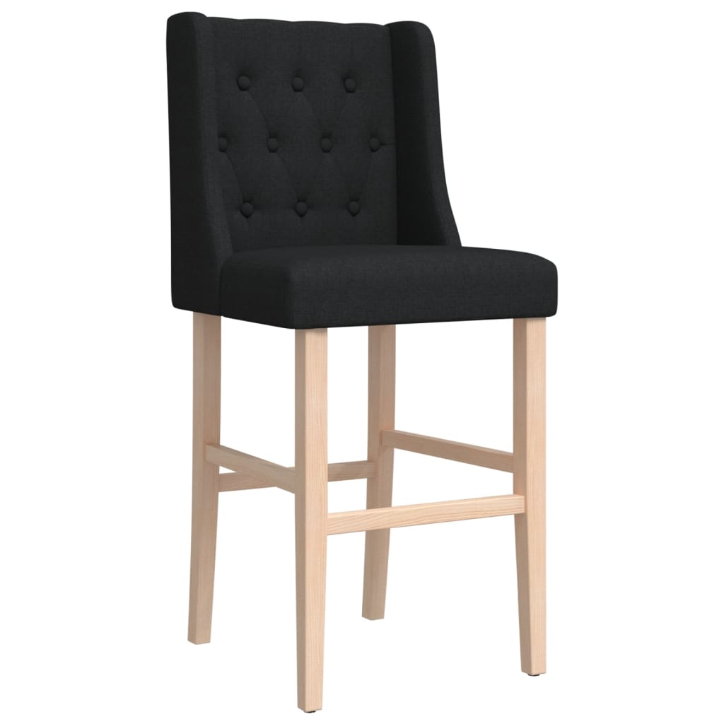 Barstoelen 2 st massief rubberhout en stof