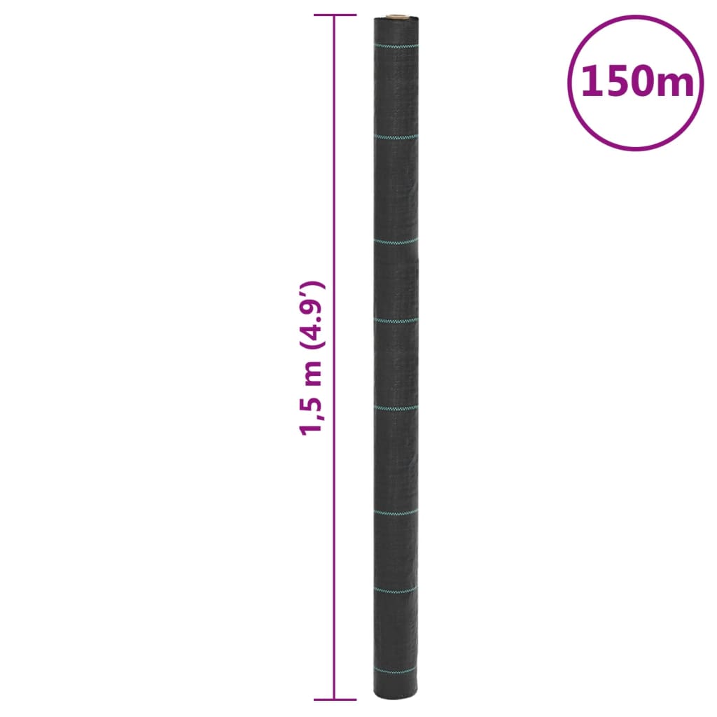 Worteldoek 1,5x150 m polypropeen zwart