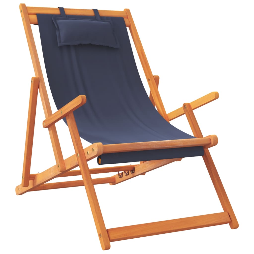 Strandstoelen 2 st inklapbaar stof blauw