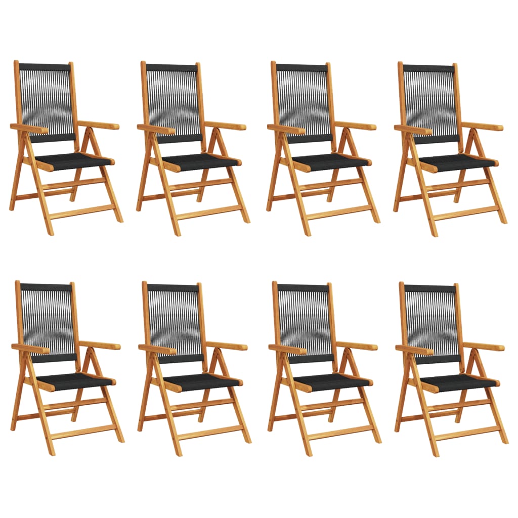 Tuinstoelen Verstelbaar Massief Acaciahout 8 Zwart