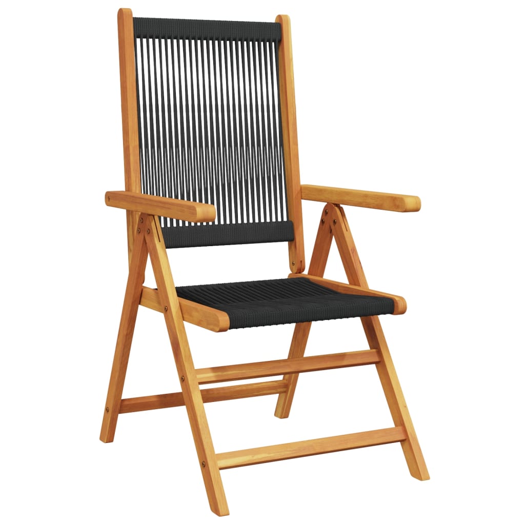 Tuinstoelen Verstelbaar Massief Acaciahout 8 Zwart