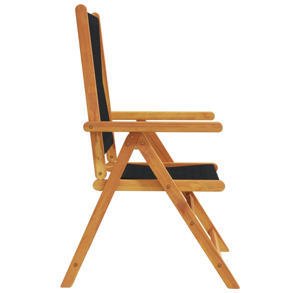 Tuinstoelen Verstelbaar Massief Acaciahout 8 Zwart