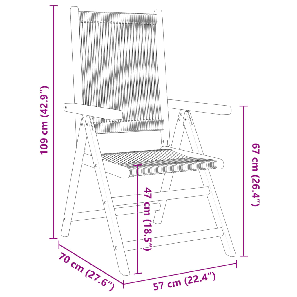 Tuinstoelen Verstelbaar Massief Acaciahout 8 Zwart