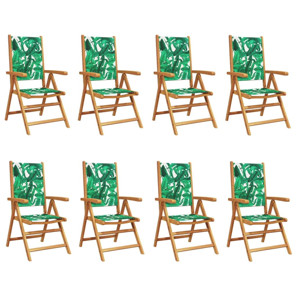 Tuinstoelen Verstelbaar Massief Hout En Stof Groen 8 Bladpatroon