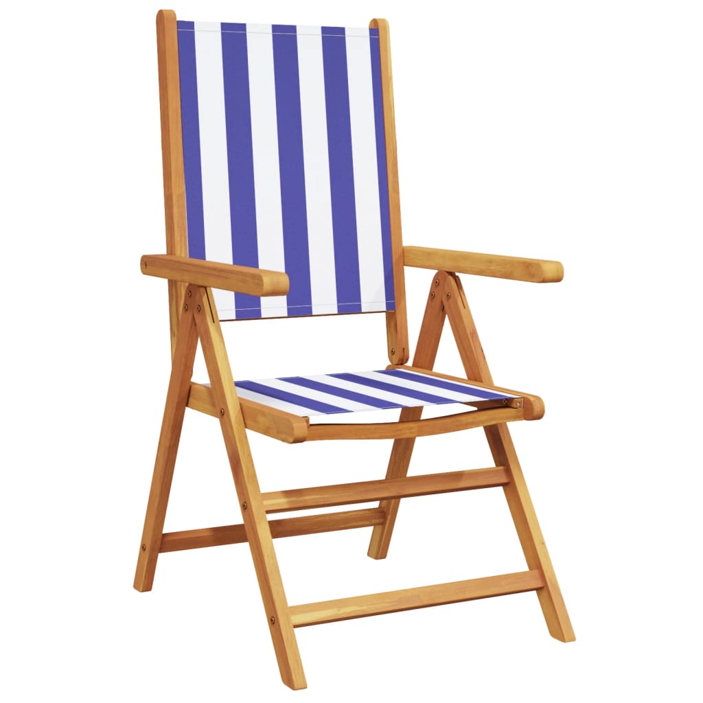 Tuinstoelen Verstelbaar Massief Hout En Stof 8 Blauw en wit