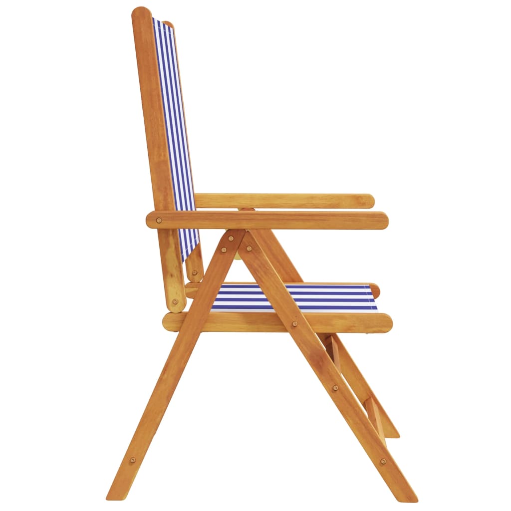 Tuinstoelen Verstelbaar Massief Hout En Stof 8 Blauw en wit