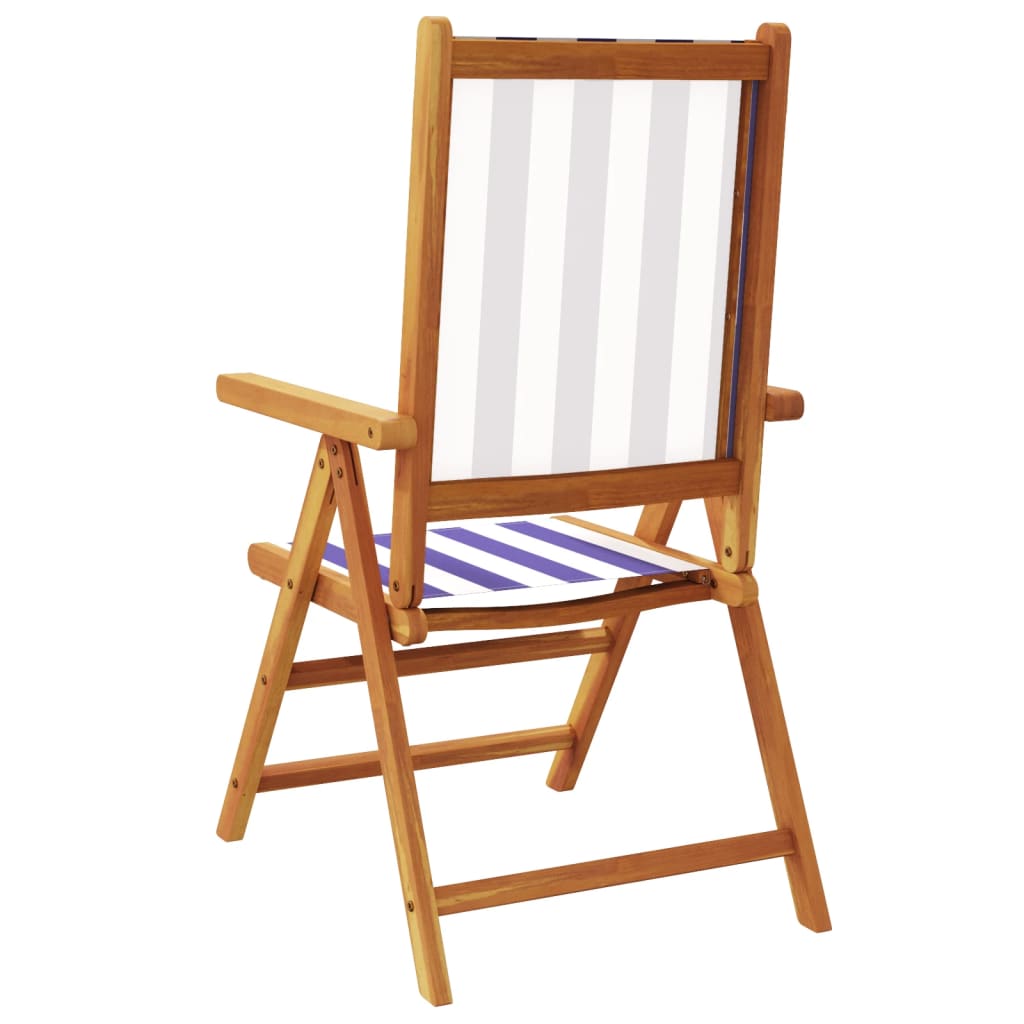 Tuinstoelen Verstelbaar Massief Hout En Stof 8 Blauw en wit