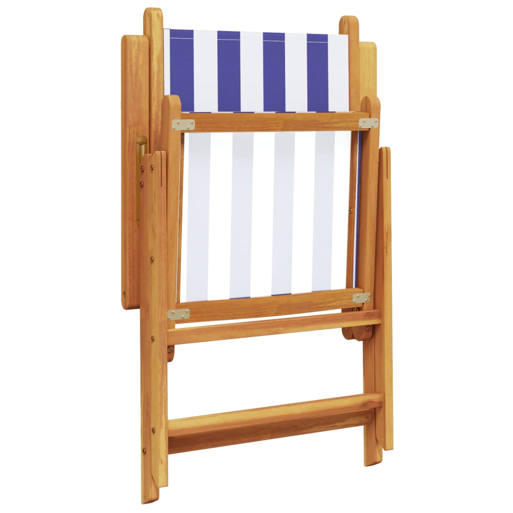 Tuinstoelen Verstelbaar Massief Hout En Stof 8 Blauw en wit