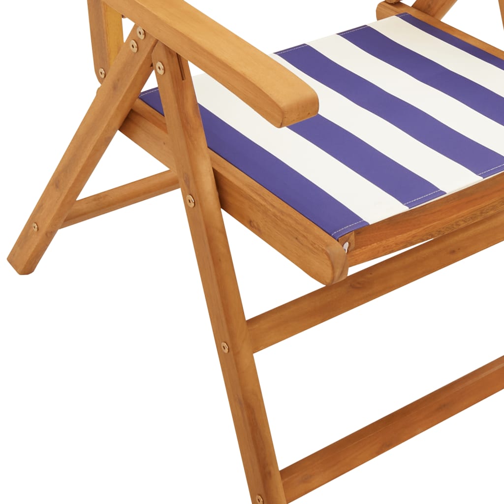Tuinstoelen Verstelbaar Massief Hout En Stof 8 Blauw en wit
