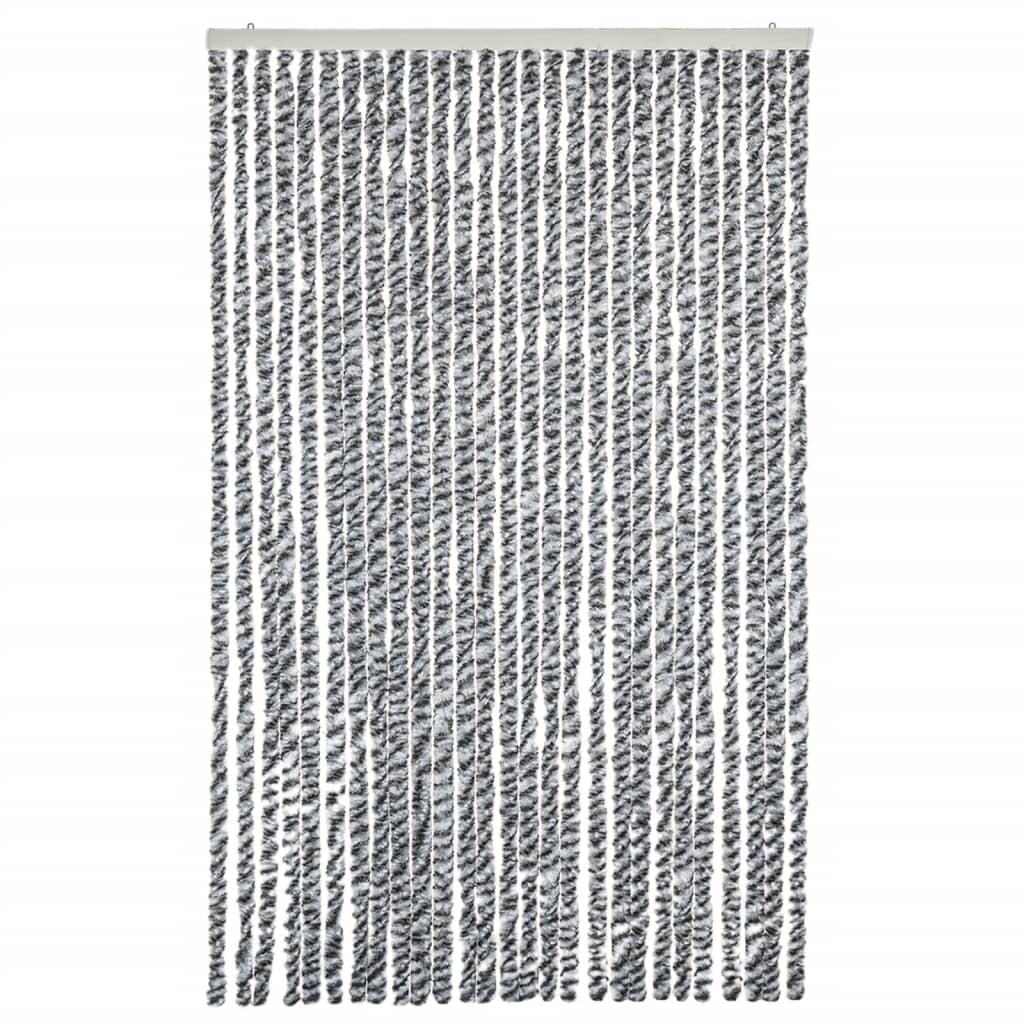 Vliegengordijn 118x220 cm chenille grijs en zwart-wit