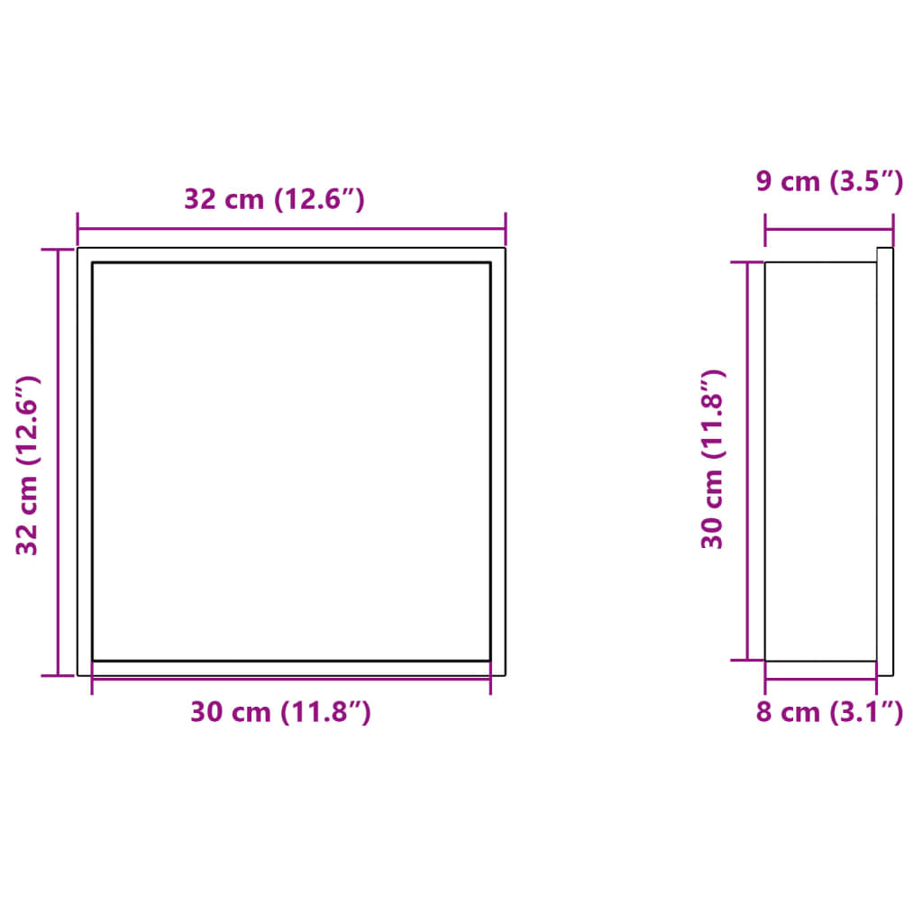 Douchenis 32x32x9 cm roestvrijstaal geborsteld zilverkleurig