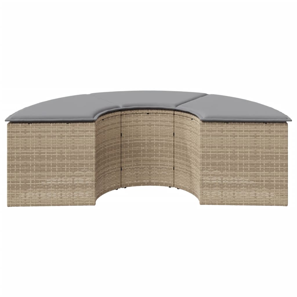 Tuinvoetenbank met kussen poly rattan beige