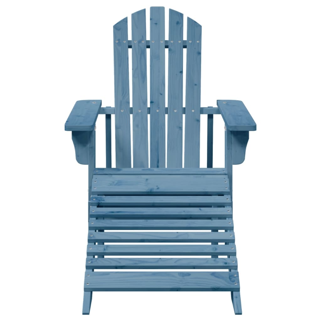 Stoel Adirondack met voetenbank massief vurenhout blauw