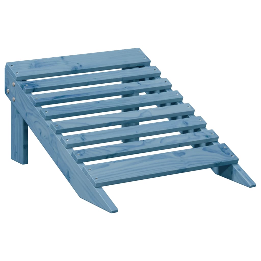 Stoel Adirondack met voetenbank massief vurenhout blauw