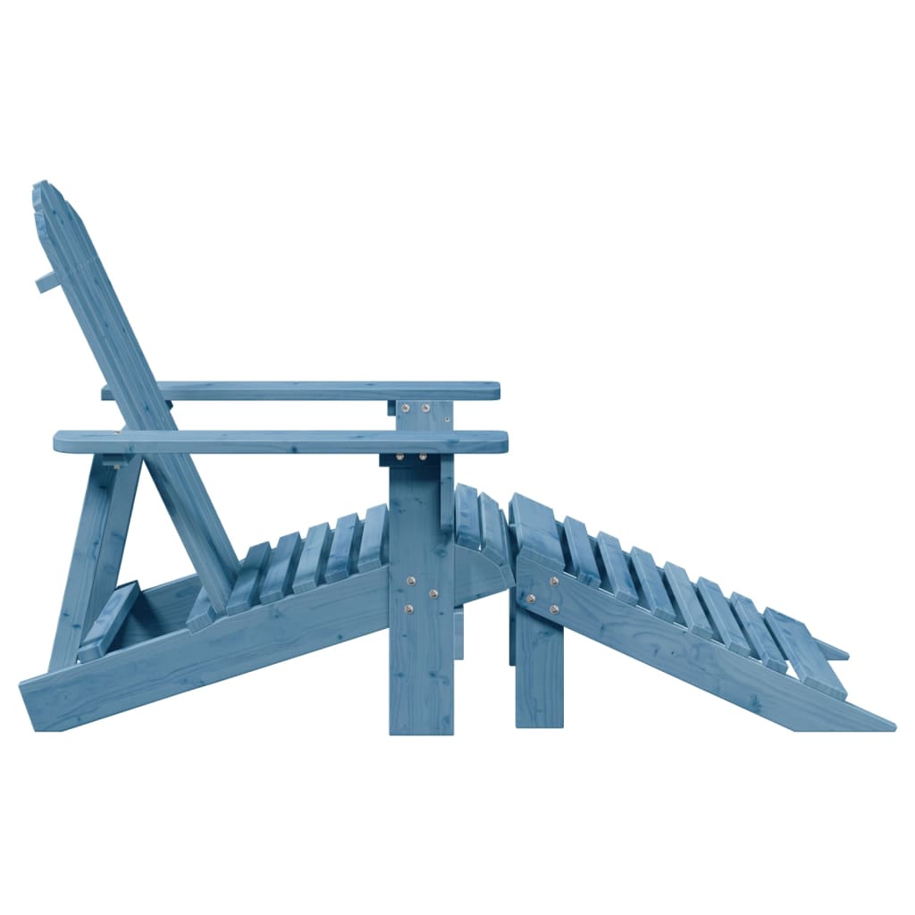 Stoel Adirondack met voetenbank massief vurenhout blauw