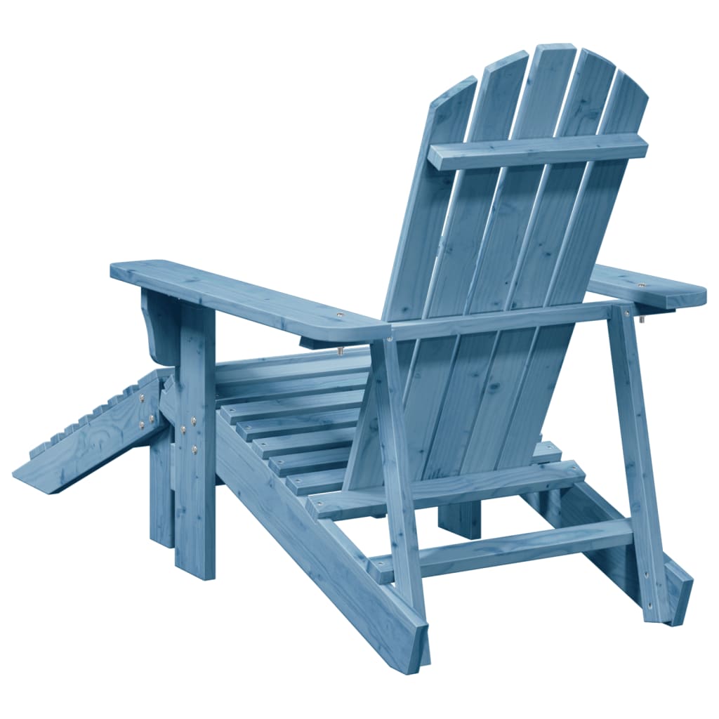 Stoel Adirondack met voetenbank massief vurenhout blauw