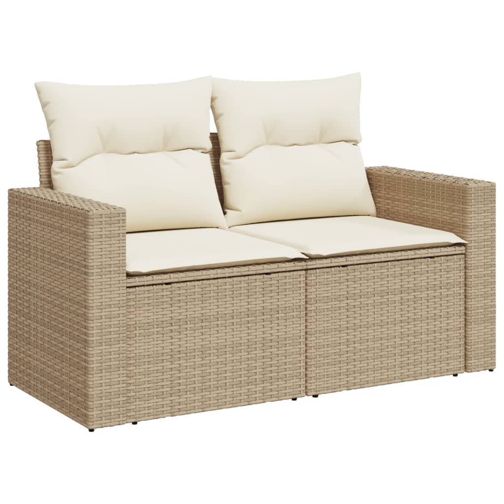 14-delige Loungeset met kussens poly rattan beige