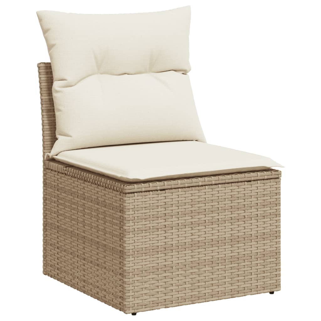 14-delige Loungeset met kussens poly rattan beige