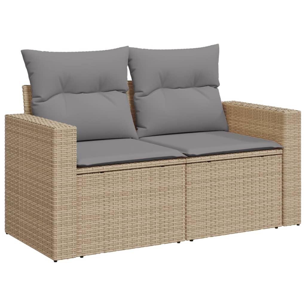 14-delige Loungeset met kussens poly rattan gemengd beige