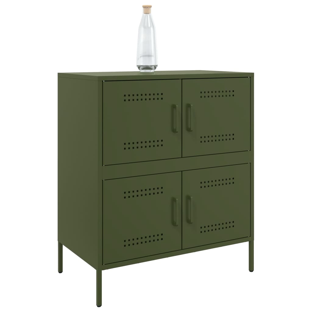 Dressoir 68x39x79 cm staal olijfgroen