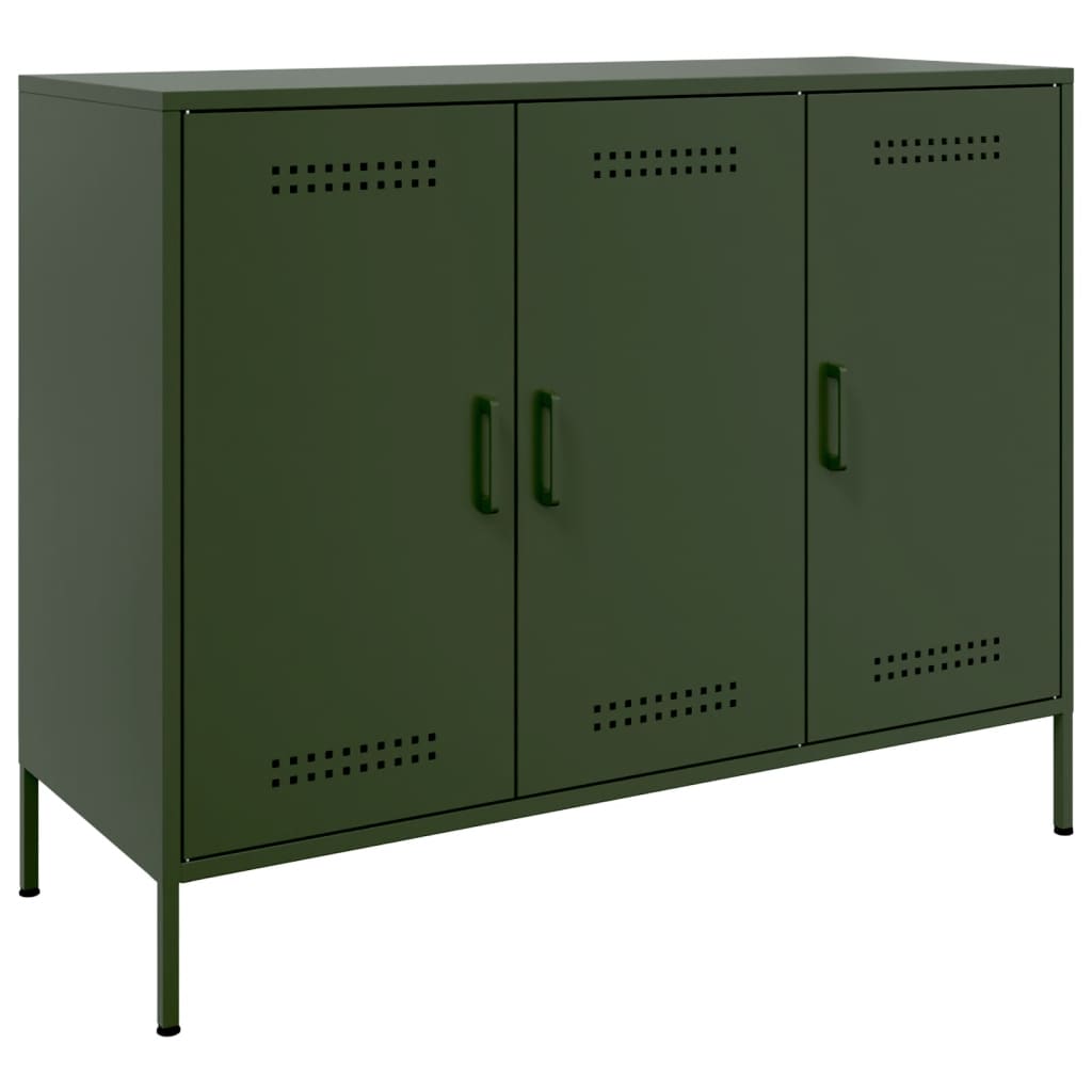 Dressoir 100,5x39x79 cm koudgewalst staal olijfgroen