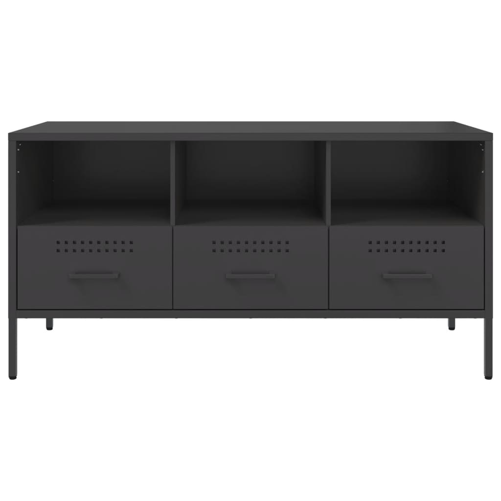 Tv-meubel 100,5x39x50,5 cm koudgewalst staal zwart