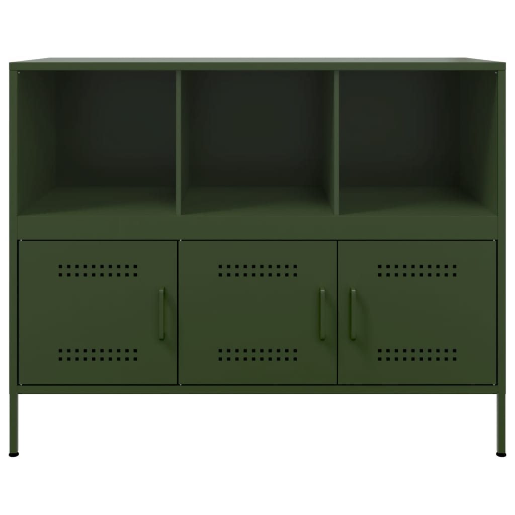 Dressoir 100,5x39x79 cm koudgewalst staal olijfgroen
