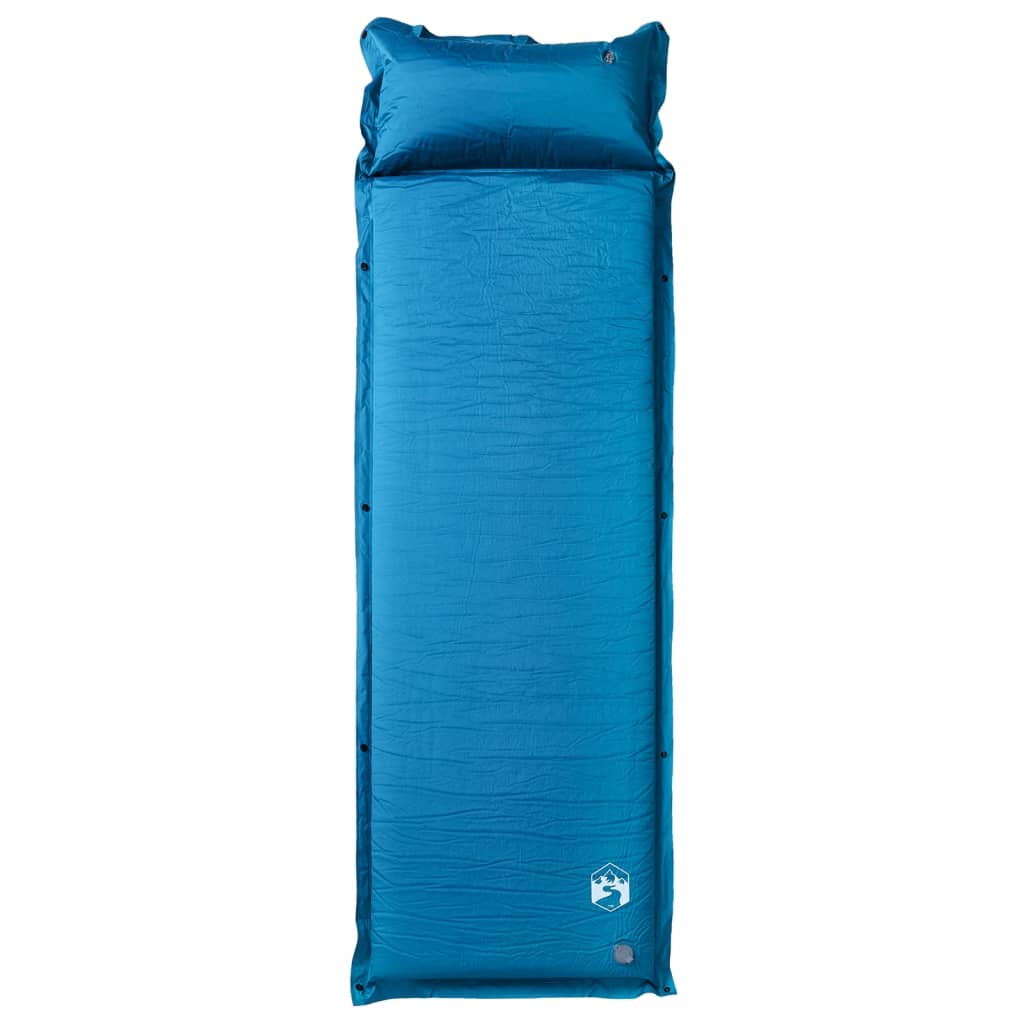 Kampeermatras met geïntegreerd kussen zelfopblazend turquoise