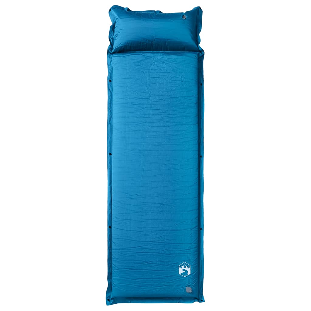 Kampeermatras met geïntegreerd kussen zelfopblazend turquoise