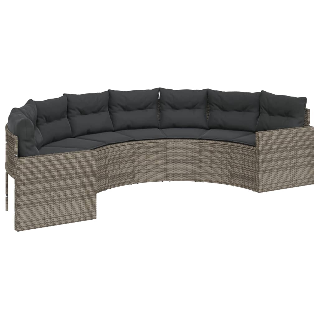 3-delige Loungeset halfrond poly rattan grijs