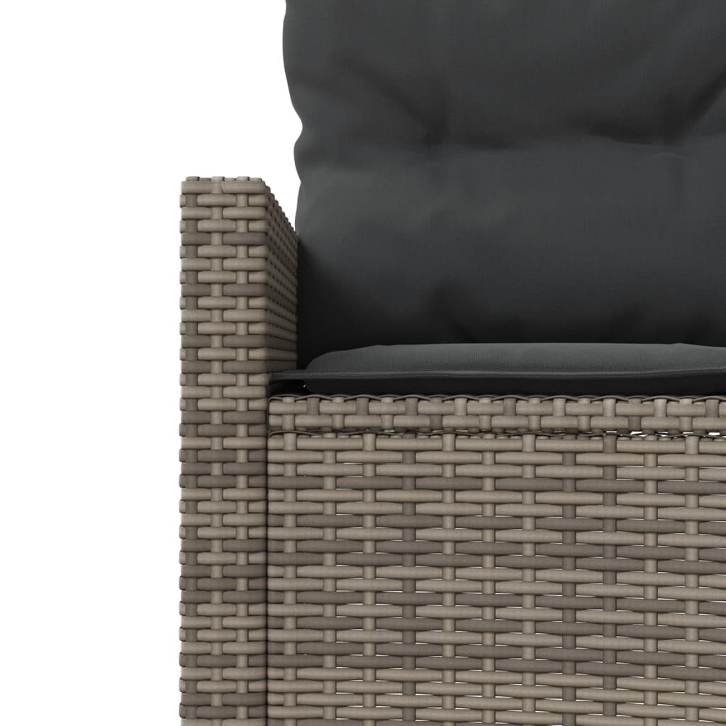 3-delige Loungeset halfrond poly rattan grijs