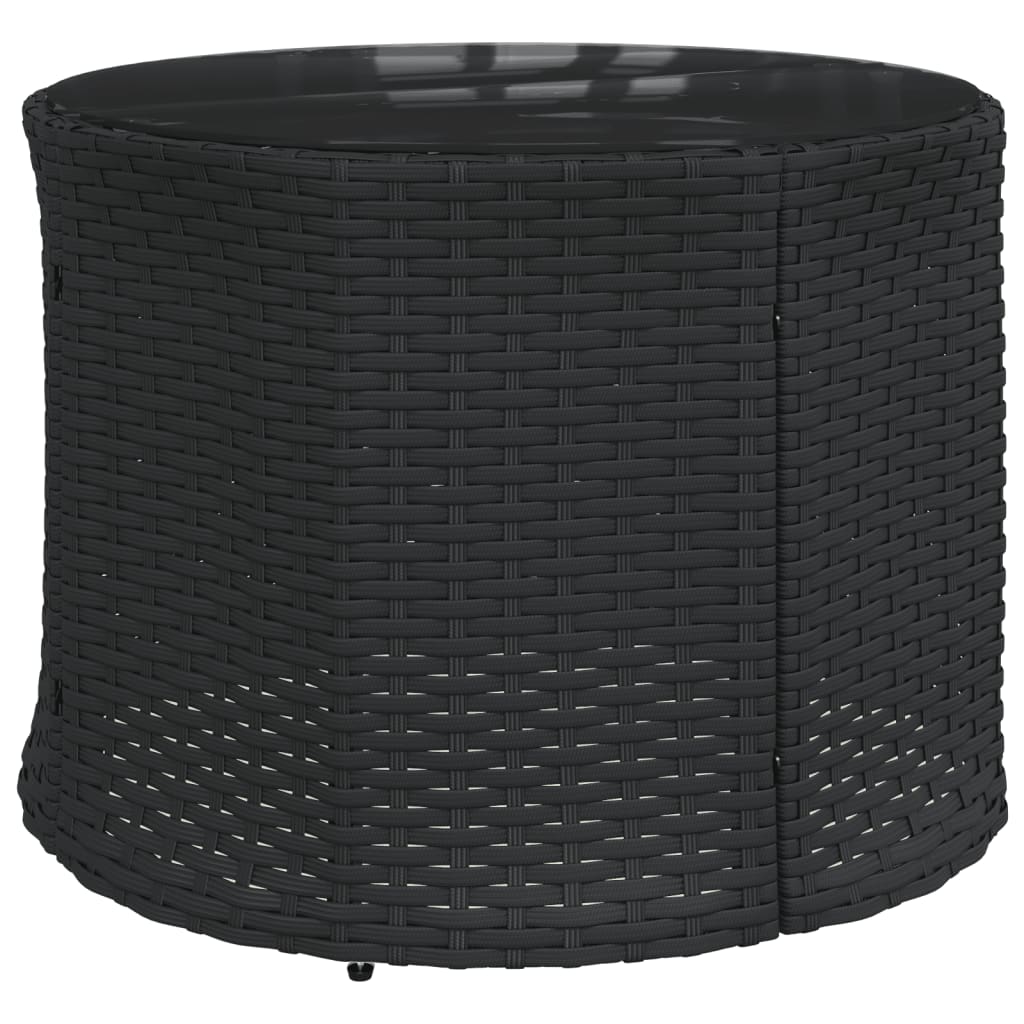 3-delige Loungeset halfrond poly rattan zwart