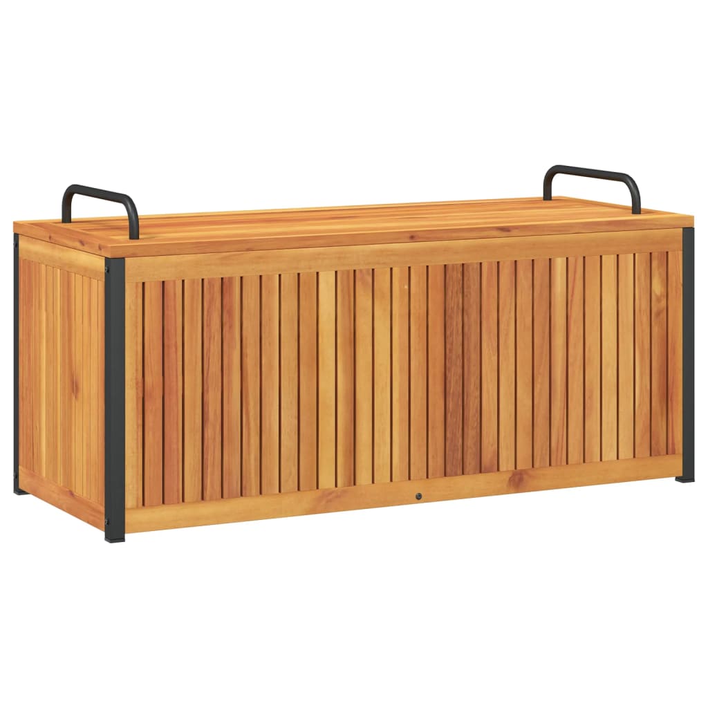 Kussenbox 110x45x42/53 cm massief acaciahout en staal