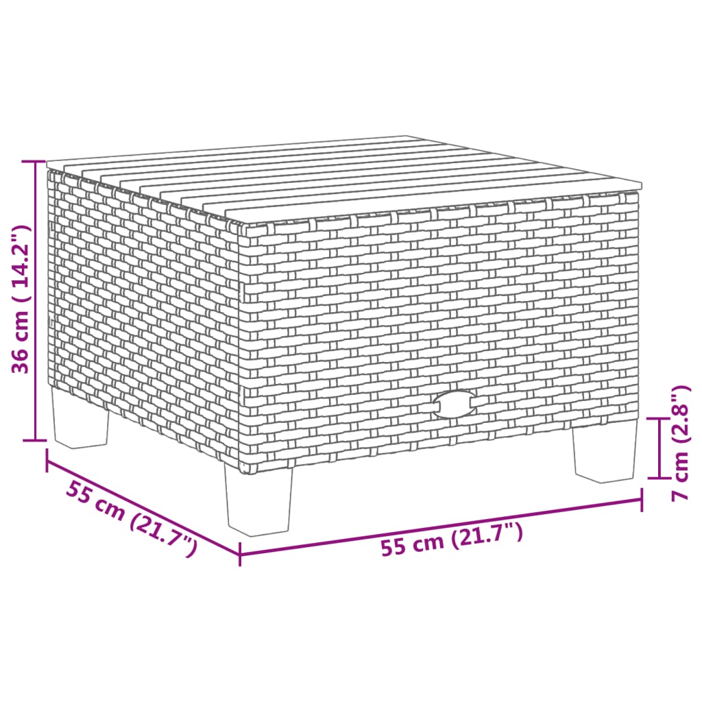 6-delige Loungeset met kussens poly rattan zwart