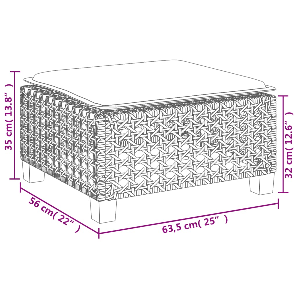 8-delige Loungeset met kussens poly rattan grijs