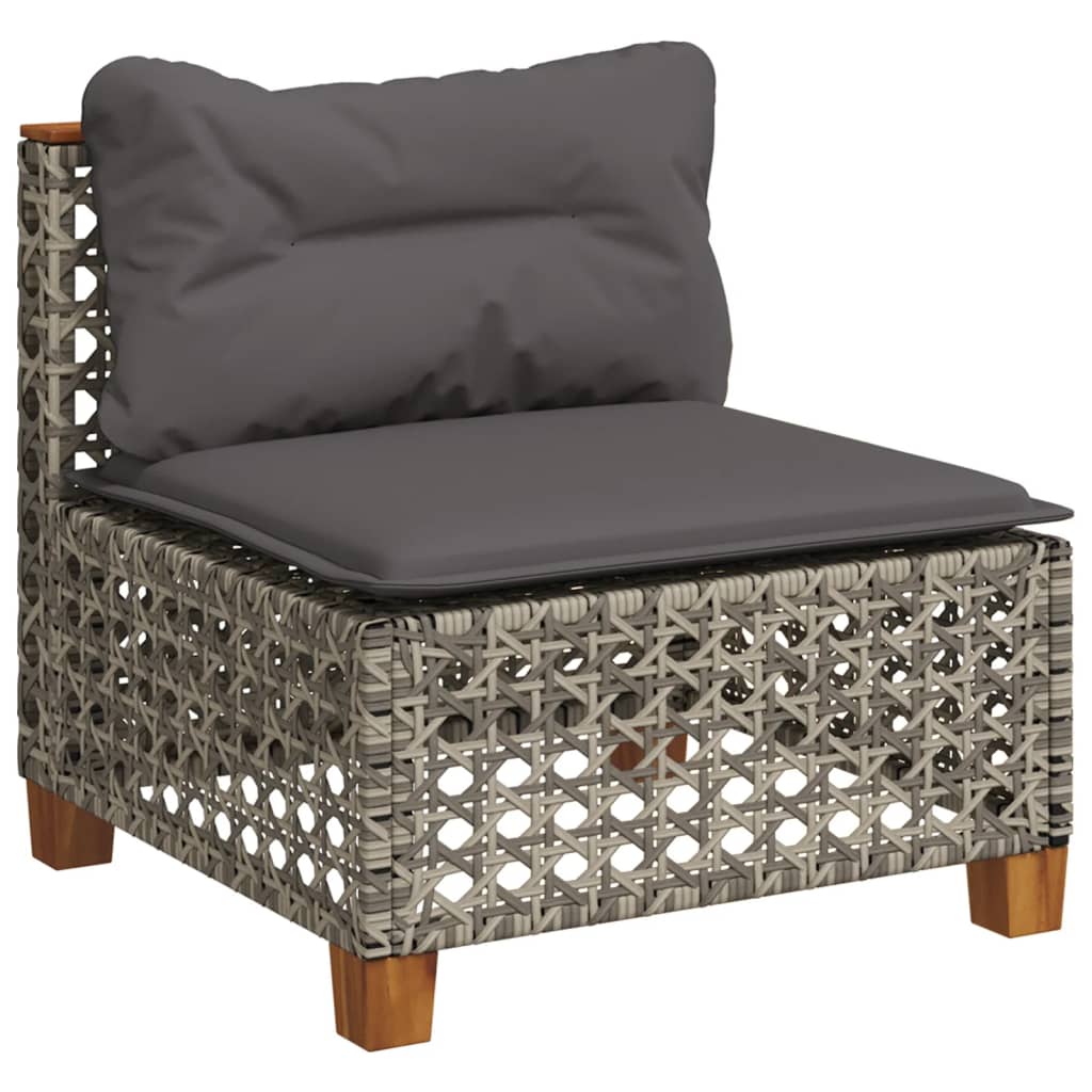 8-delige Loungeset met kussens poly rattan grijs